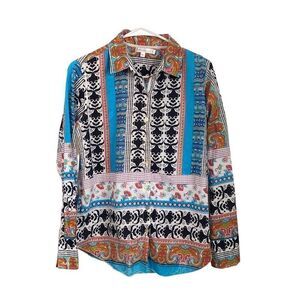 Love Kyla Anthropologie Multicolor Patterned Boho Long Sleeve Button Down Small